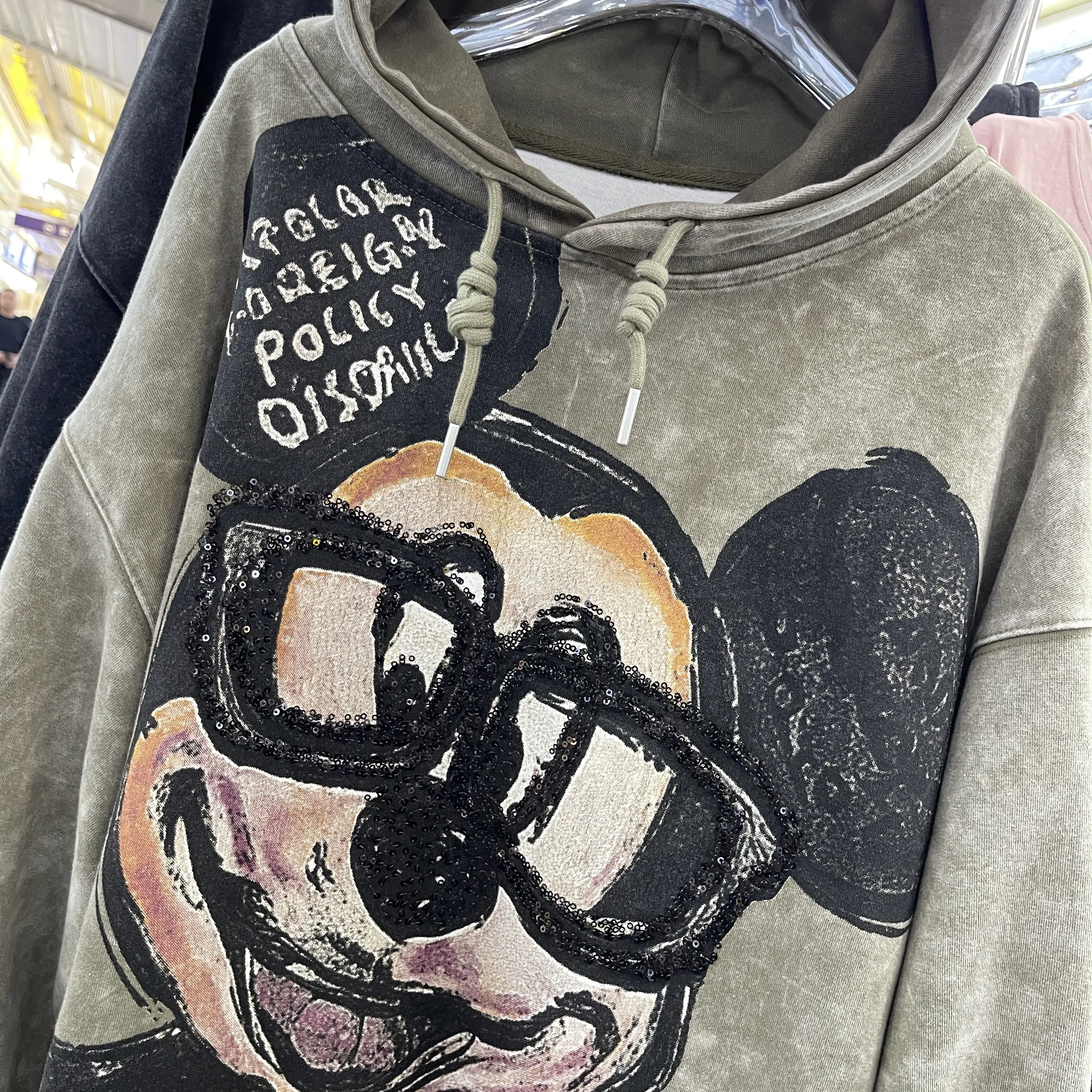 2025 Autumn Winter New Pullover Sweatshirt Heavy Craft Cartoon Bear Print Hooded Sweatshirts Women Loose Top Streetwear Women