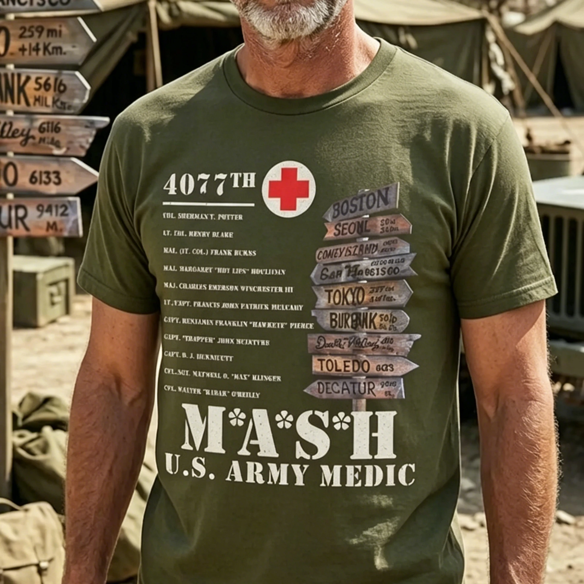 Винтажная футболка MASH US Army Medic Tribute, военная футболка 4077, подарок для ветеранов, легкая, 100% хлопок, ностальгический дизайн для фанатов телешоу