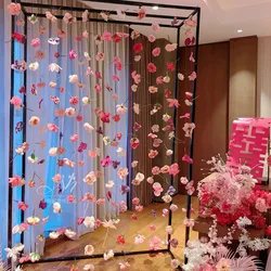 Door Line Curtain Rose Flower Shape Window Thread Hanging Vestibule String Curtains Wedding Decoration Home DIY Material Pack