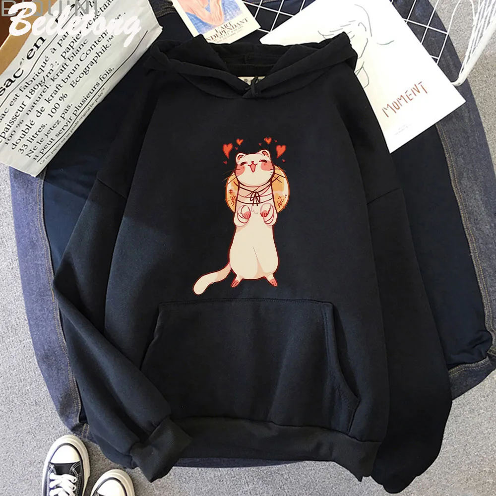 TGCF Cute Ferret Hoodie Tian Guan Ci Fu hoddies Kawaii Hoodie Harajuku Aesthetic Pink Tops Hoodies Women Couple Y2k Sweatshirt