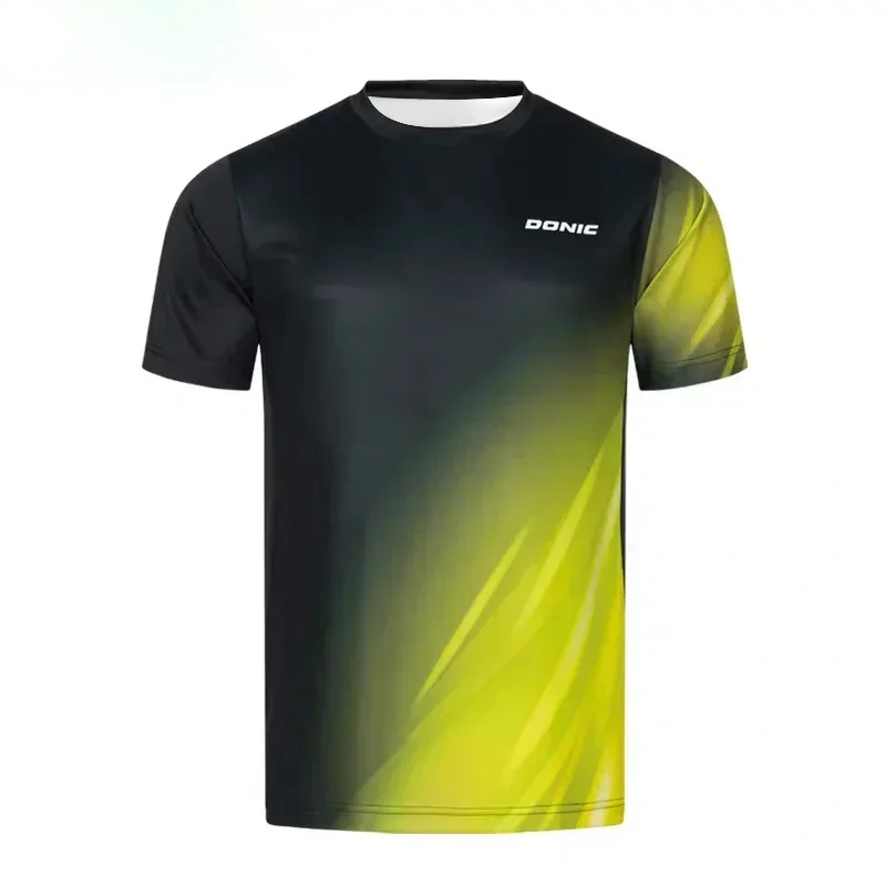 Gradient Speckled Stripe Tischtennis-Trikot für Herren und Damen, Unisex, schnell trocknend, atmungsaktiv, für Training und Wettkampf, kurzärmeliges Oberteil – Detail 14