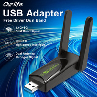 Ourlife USB 3.0 WiFi Adapter 1300Mbps Network Card Dual Band 2.4G/5GHz Wireless Receiver Transmitter For Desktop Laptop PC