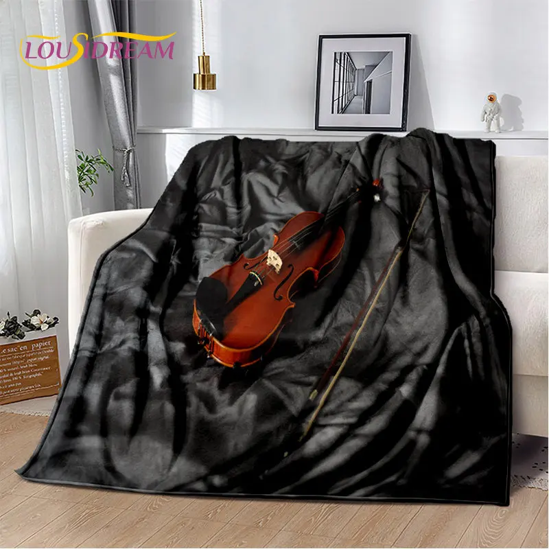 Manta de felpa suave con música de instrumento de violín clásico, manta de franela para sala de estar, dormitorio, cama, sofá, cubierta de Picnic