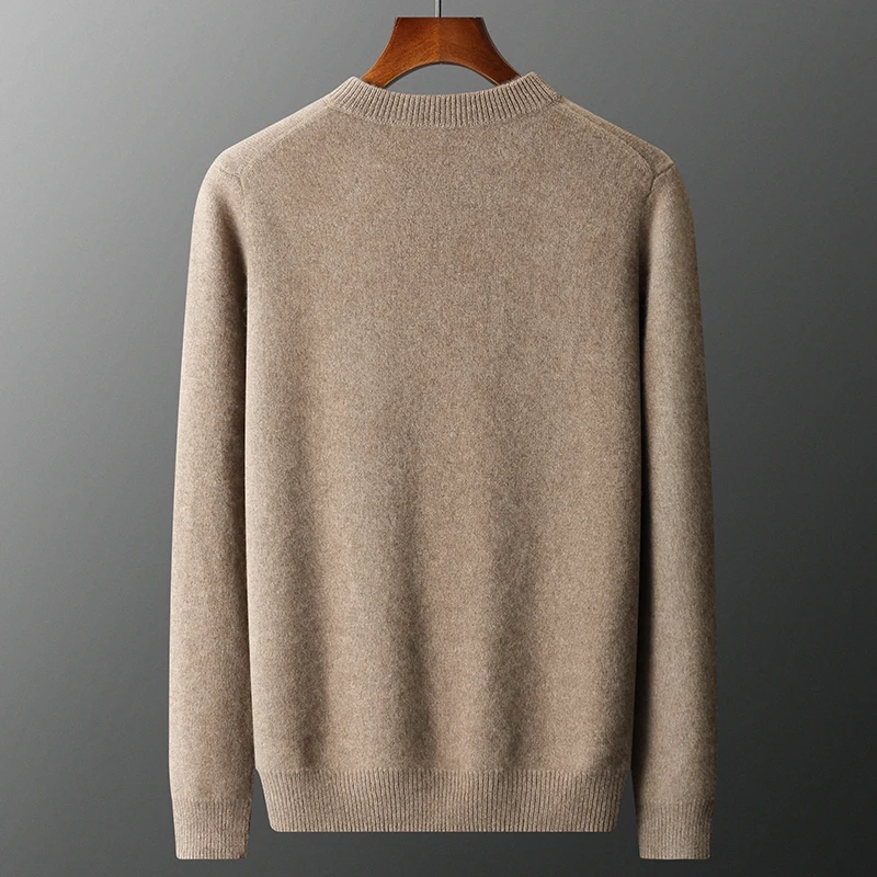 Men 100% Cashmere Thick Sweaters High Stretch Knitted Pullovers  2023 Winter Office Male Fashion  Loose Casual Tops DX01