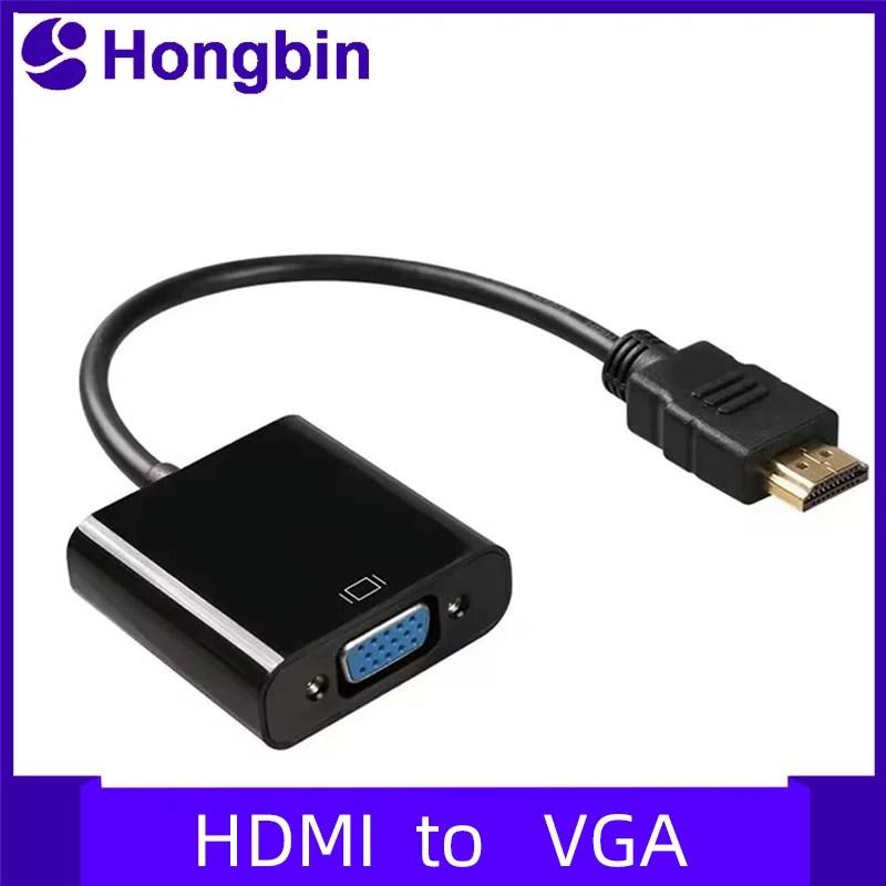Adaptador HDMI de alta velocidad compatible con VGA, convertidor HDTV de HDMI macho a VGA hembra, cable de vídeo con escala HDMI para PC y portátil