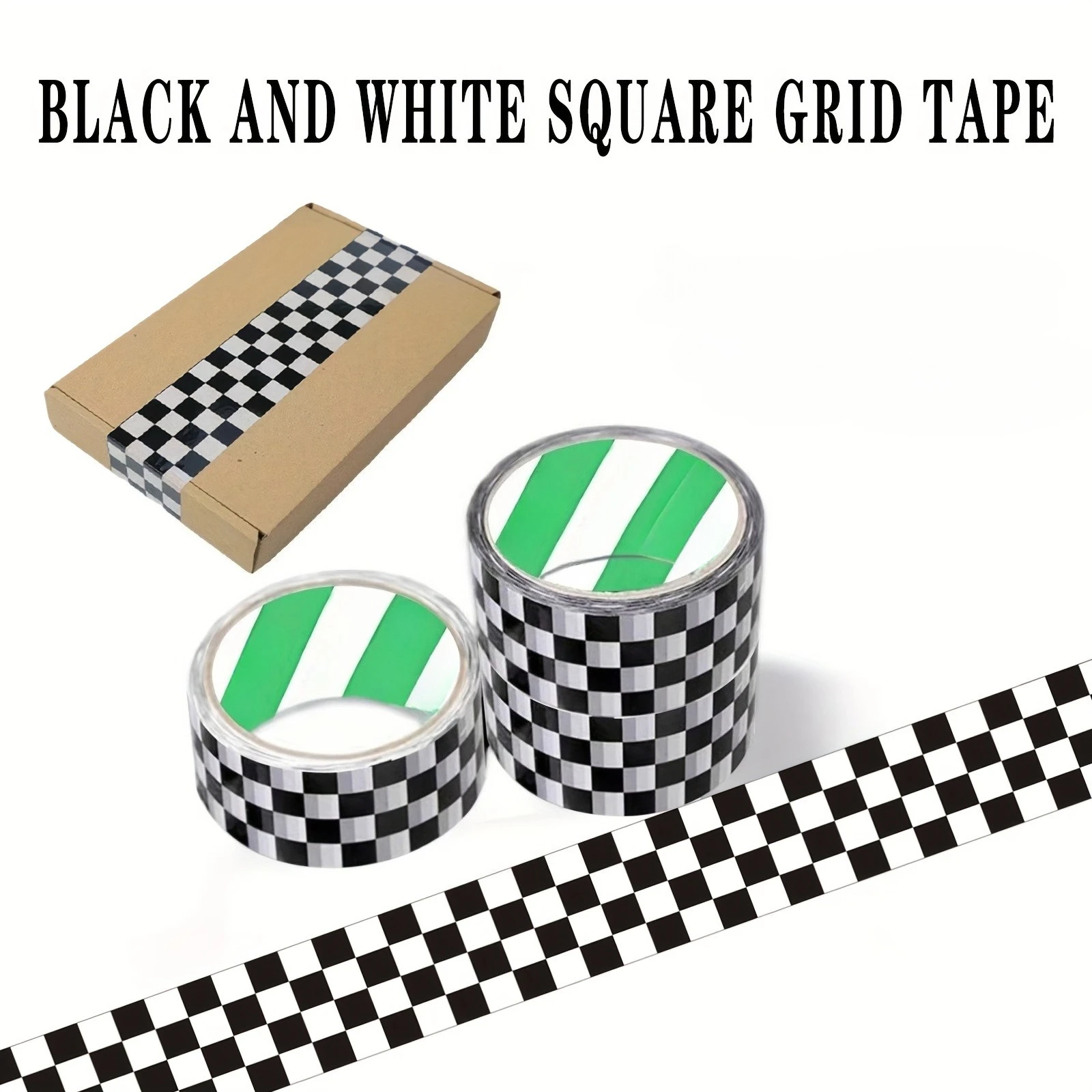 Black and White Checkered Shipping Tape, for Crafts, Packaging, Outdoor, Indoor Use