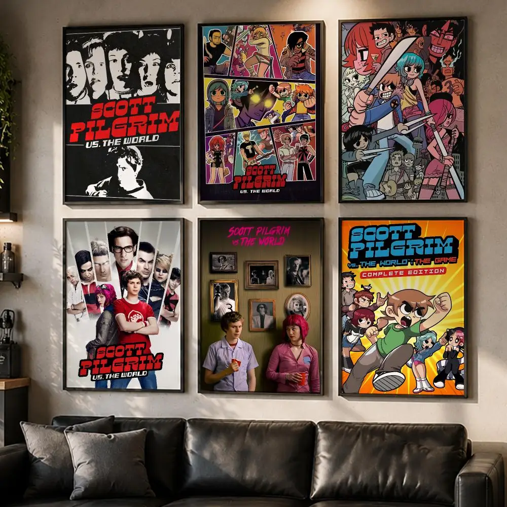 Movie S-Scott Pilgrim vs. the World Poster Reteo Wall Art Aesthetic Room Decor Print Living Room Bedroom Home Decoration