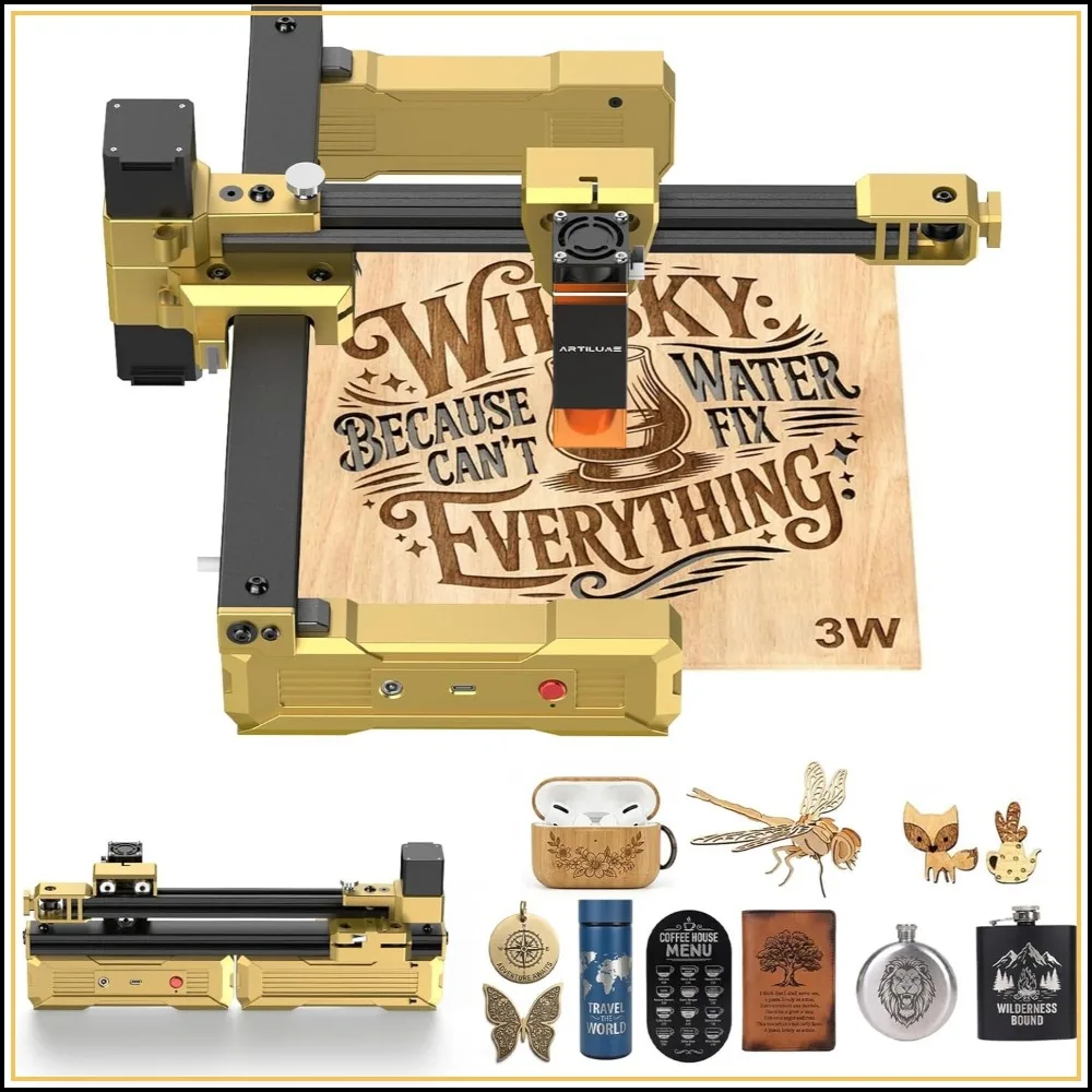 

Foldable Laser Engraver 200x150mm for Wood Leather Acrylic Coated Metal DIY Crafting 3000mW