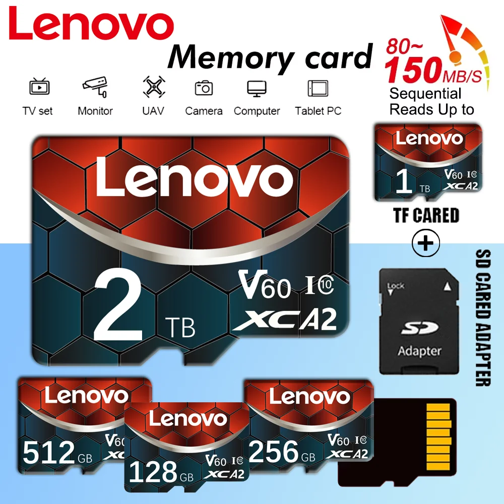 Lenovo 2TB SD Memory Card 1TB 512GB 256GB A2 U3 Micro TF SD Card 128GB 64GB High Speed MLC TF Card For Nintendo switch games