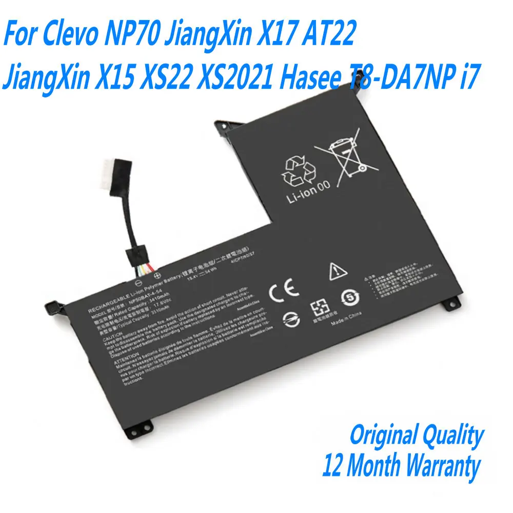 NEW NP50BAT-4-54 6-87-NPSKS-53G00 Laptop Battery For Clevo NP70 JiangXin X17 AT22 JiangXin X15 XS22 XS2021 Hasee T8-DA7NP i7