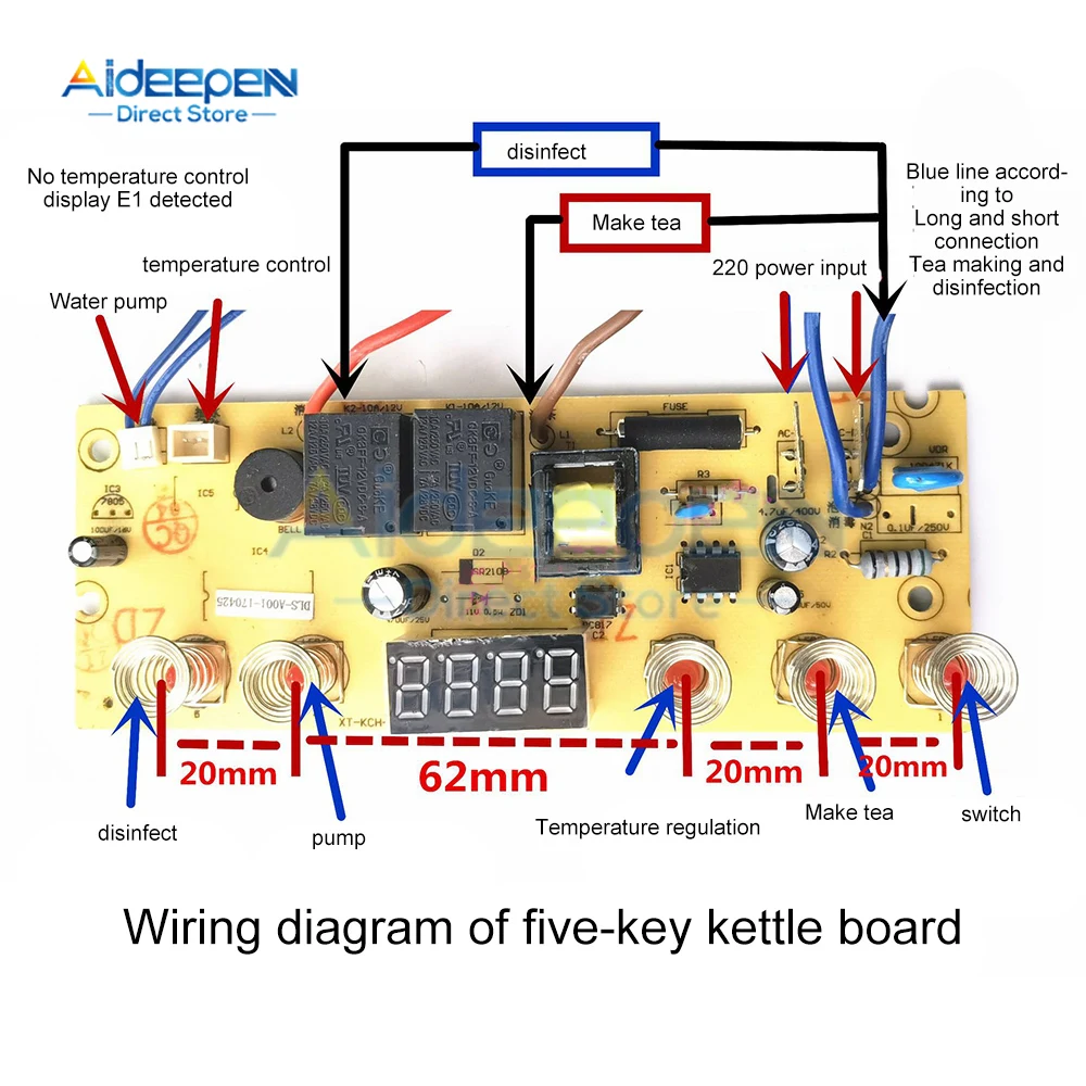 Universal Automatic Watering Kettle Circuit Board Control Board LED Kettle Disinfection/Temperature Regulation/Boiling/Switch