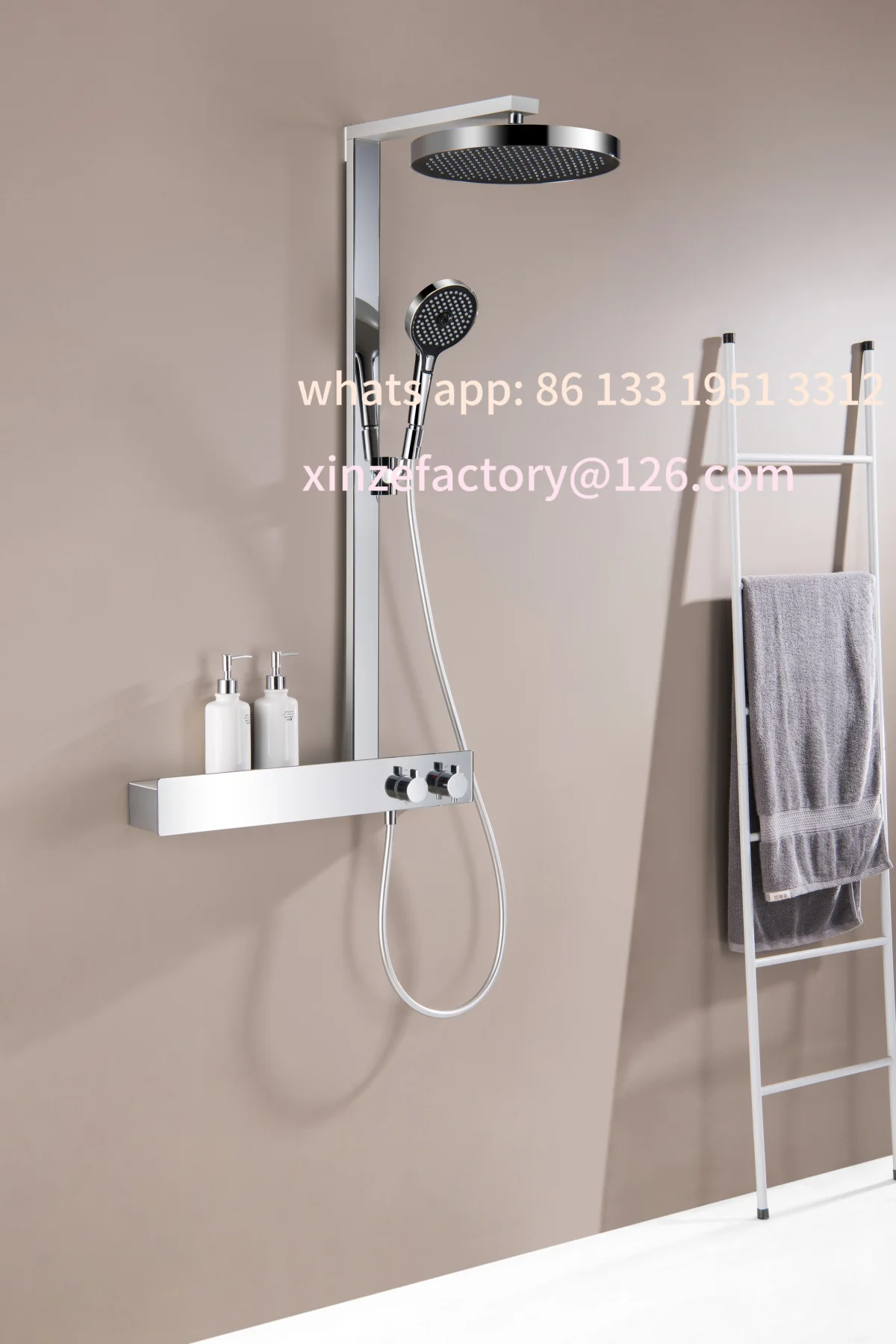 

Hand-held shower set three-function constant temperature shower head household shelf shower head