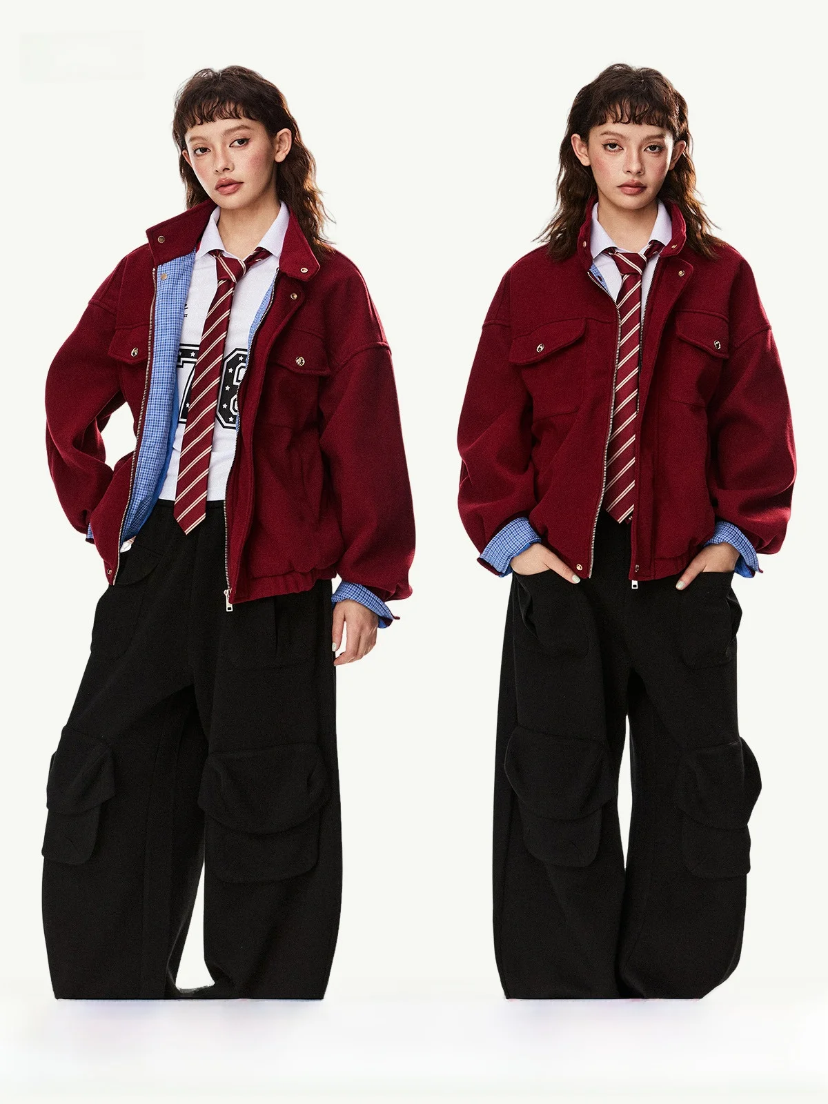 

EZEK American Barn Sle красное шерстяное пальто женское весеннее новое высококачественное рабочая одежда Nizi Jaet модный топ свободного покроя длинный све