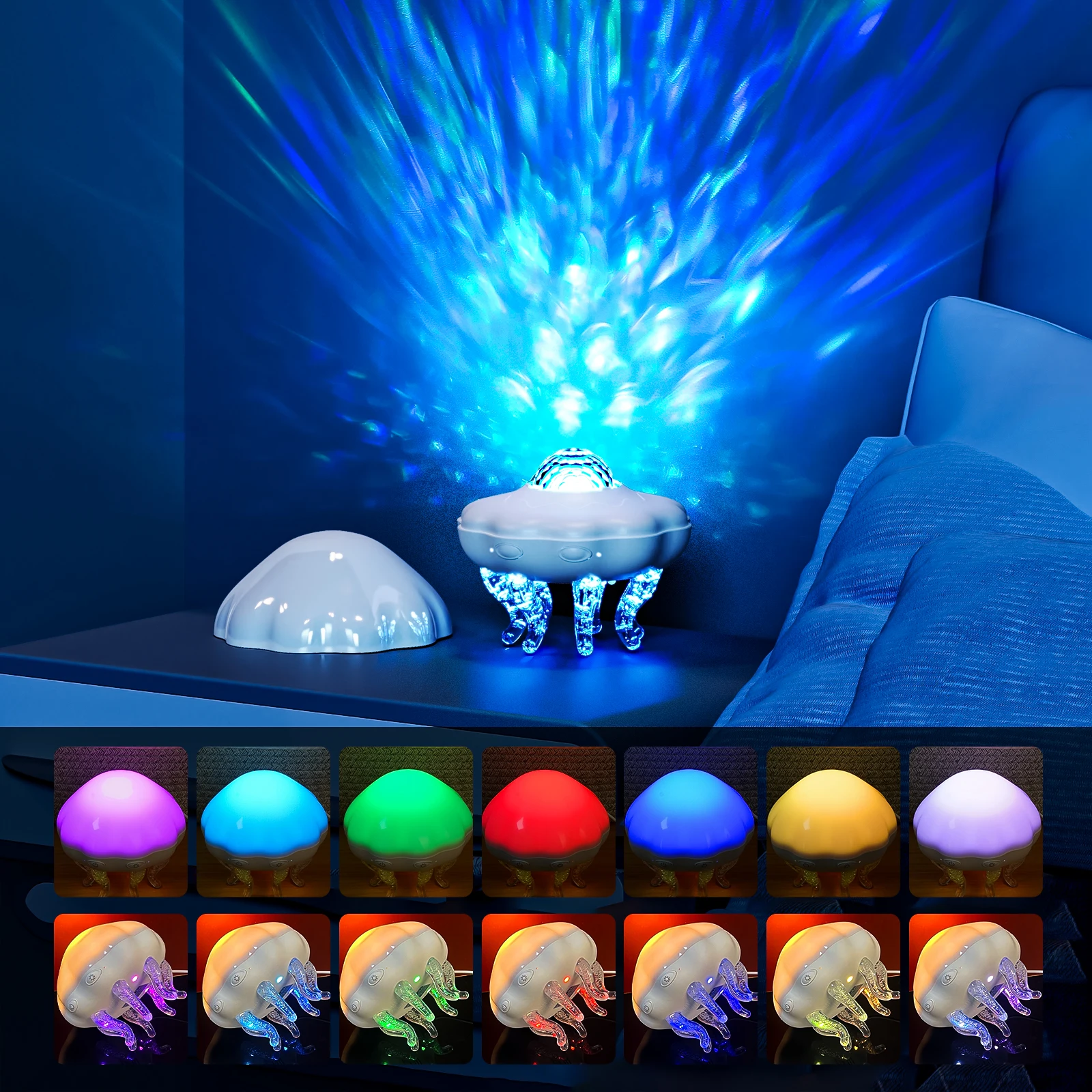 Lampa Meduza LED Projektor Galaktyki Pilot Zdalnego Sterowania 7 Kolorów Projektor Lampka Nocna USB do Sypialni Pokoju Dziecięcego Dekoracja na Boże Narodzenie