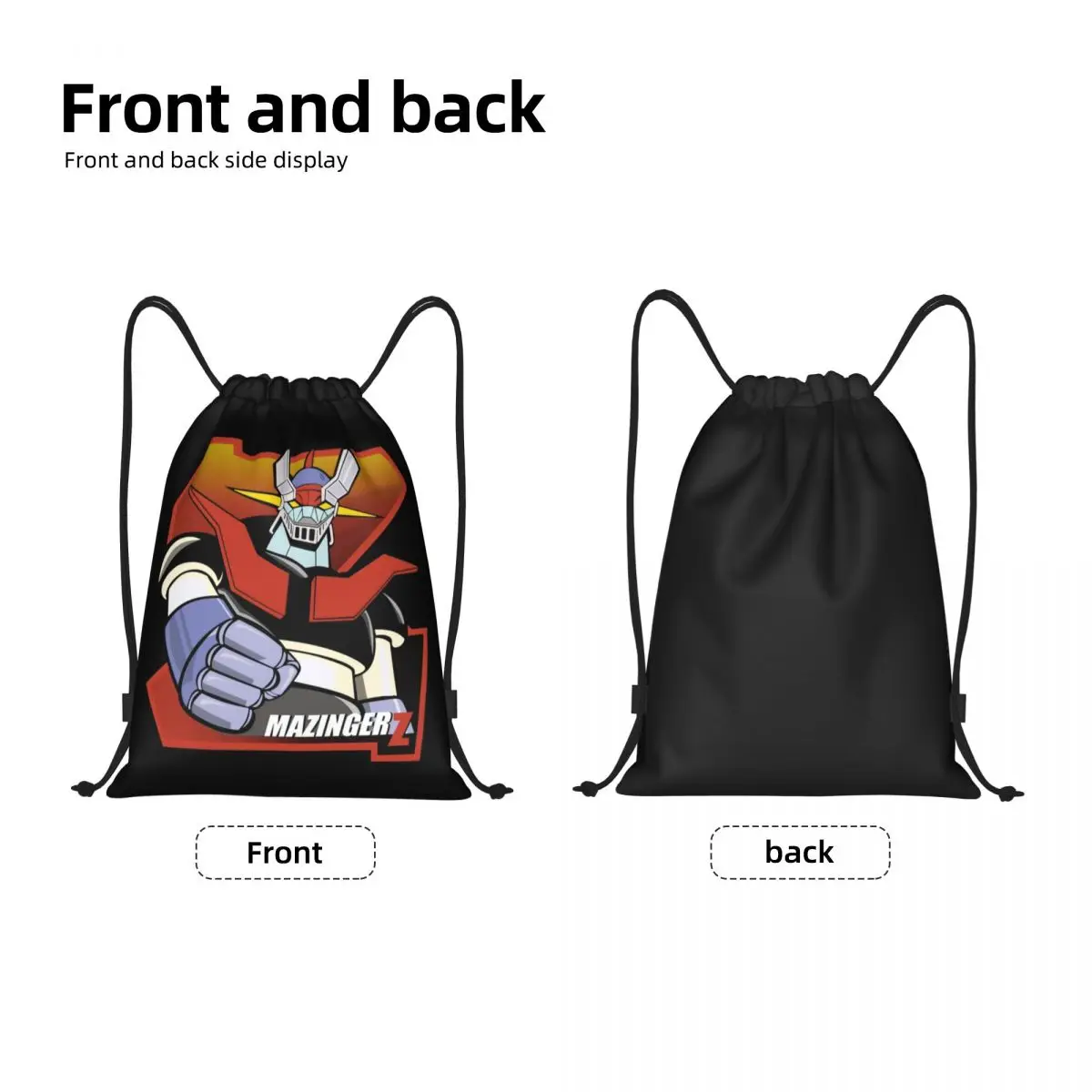 Custom Mazinger Z Anime Drawstring Bag Women Men Lightweight UFO Robot Grendizer Sports Gym Storage Backpack