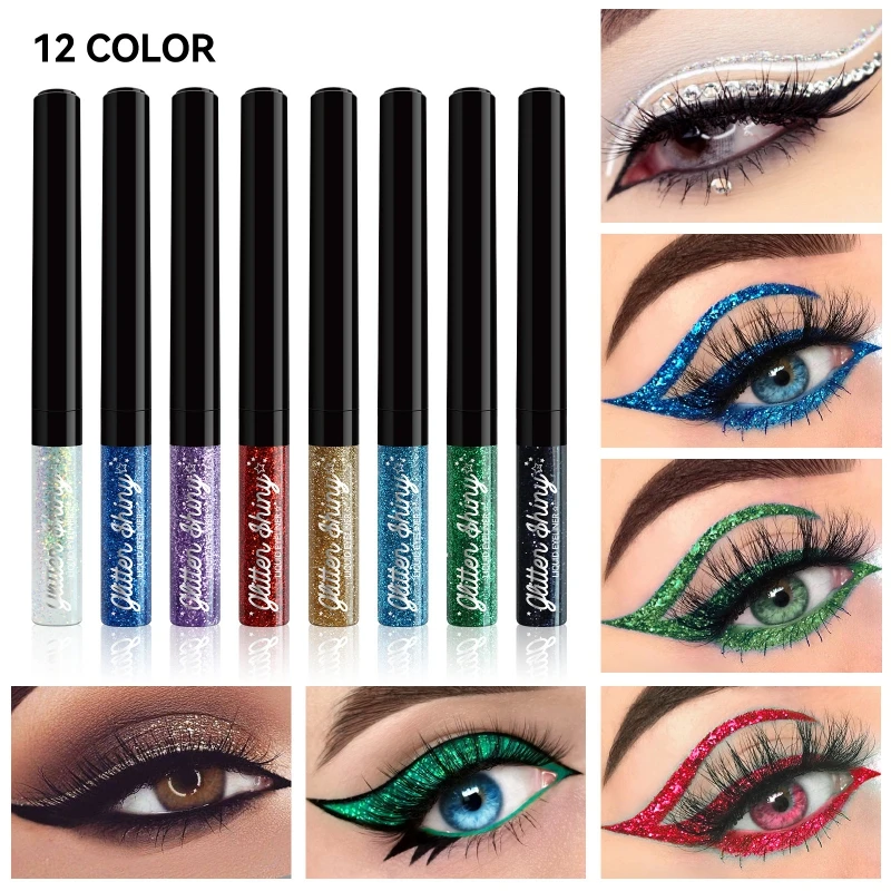 Glitter Liquid Eyeliner Eyeshadow Pearlescent Sequins Diamond Bright Shiny Eyeliner Waterproof Lasting Eyeshadow Makeup Cosmetic