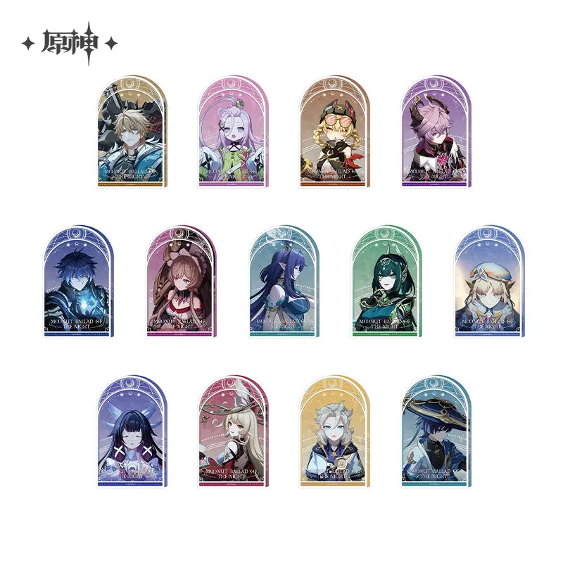 Official Thick Acrylic Ornament Albedo Flins Lauma Genshin Impact Moonlit Ballad of The Night Series Cosplay Decoration Gifts