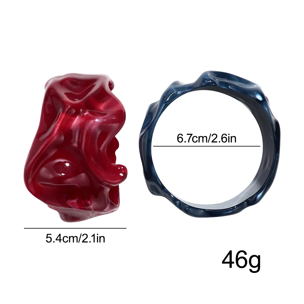 Trendy Resin Multicolor Wide Irregular Geometric Cuff Bangles Curved Geometry Stackable Bangle Bracelets Jewelry Accessory