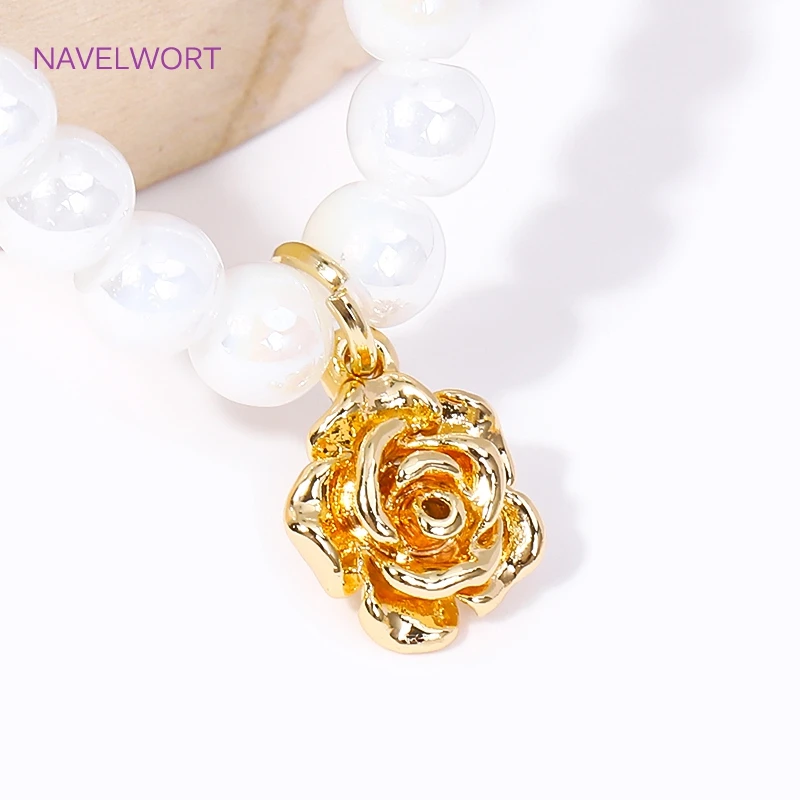 Wholesale 18K Gold Plated Rose Flower Shape Charms Pendants，For Jewelry Making DIY Earring Bracelet Necklace Fittings Supplies