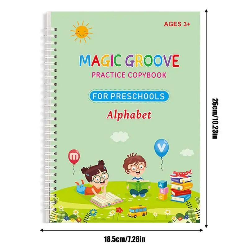 Magic Copybook For Kids 4PCS Sank Tracing Writing Book With Invisible Ink Pen Refill Beginners Grooved Practice Copybooks