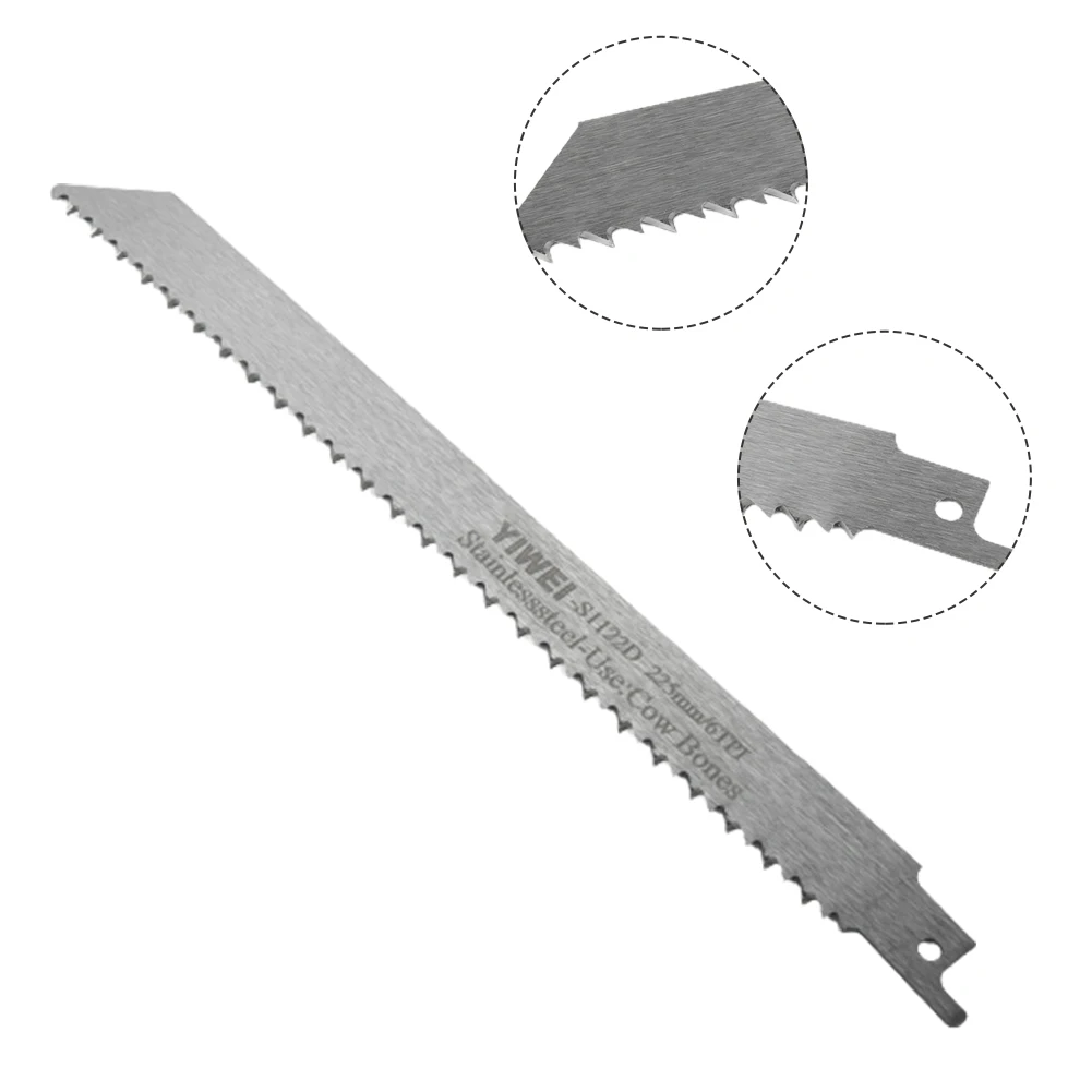 Saw Saw Blade 225mm/8.85in 6TPI Firm And Stable S1122D Silver Stainless Steel For: Cutting Bone Meat Brand New