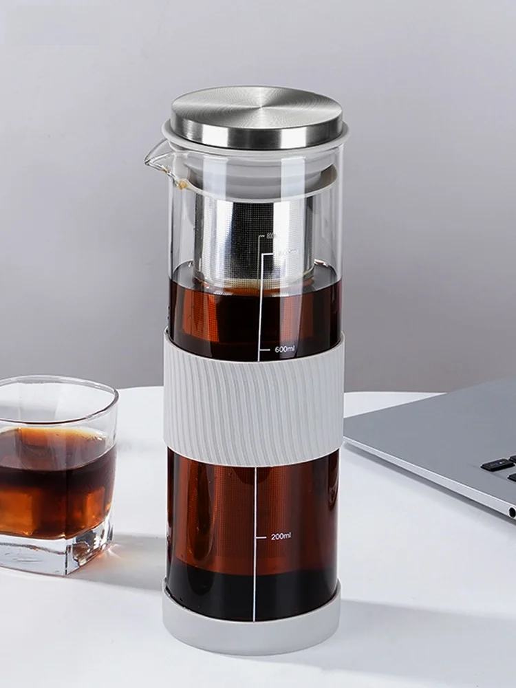 

Стеклянный кофейник American Sle для холодного приготовления чая с фильтром для разделения воды, кофейник для домашнего использования, чистый цвет, тренд