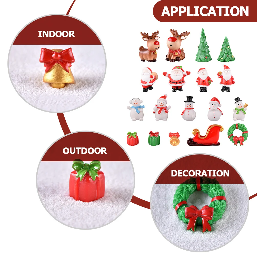 

1 Set Of Christmas Figurines Resin Micro Landscape Ornament For Xmas Decor Mini Snowman Tree Village Indoor Outdoor Miniature