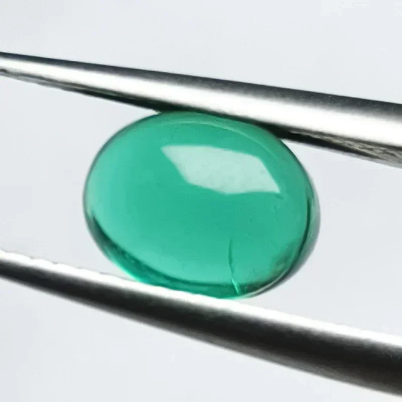 Lab Grown Zambian Emerald Oval Shape Smooth Surface Hydrothermal with Cracks Inclusions Inside Selectable AGL Certificate