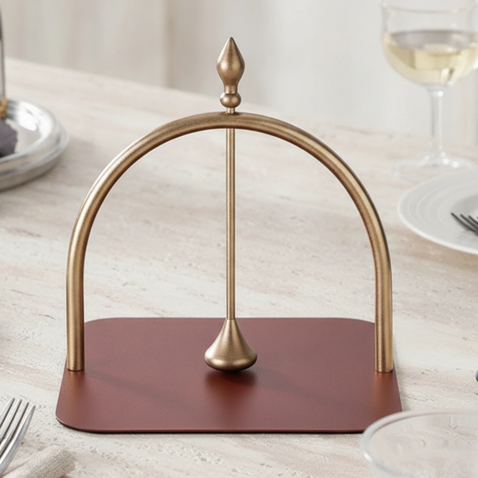 Napkin Holder with Center Press Rod Freestanding Aluminum Napkin and Tissue Holder Compact Minimalist for Hospitality Businesses