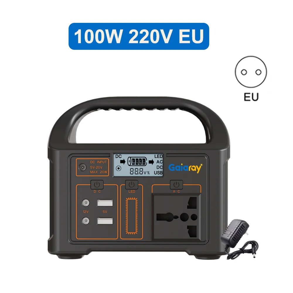 Estación Portátil Gaiaray 100W 24000mAh LiFePO4, Solar AC 220V 🌞⚡