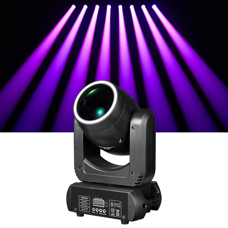 Mini 230W Beam Moving Head Light 18 Rainbow Prism DMX Sound Activated Stage Lighting for Bar Disco Projector Wedding Home Party
