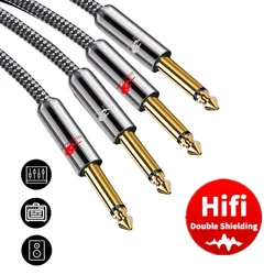 Dual 1/4 Inch TS Mono 6.35mm Jack to 2x 1/4'' Male Audio Cable for Mixer Console Electronic Organ Guitar Amplifier Shielded Cord