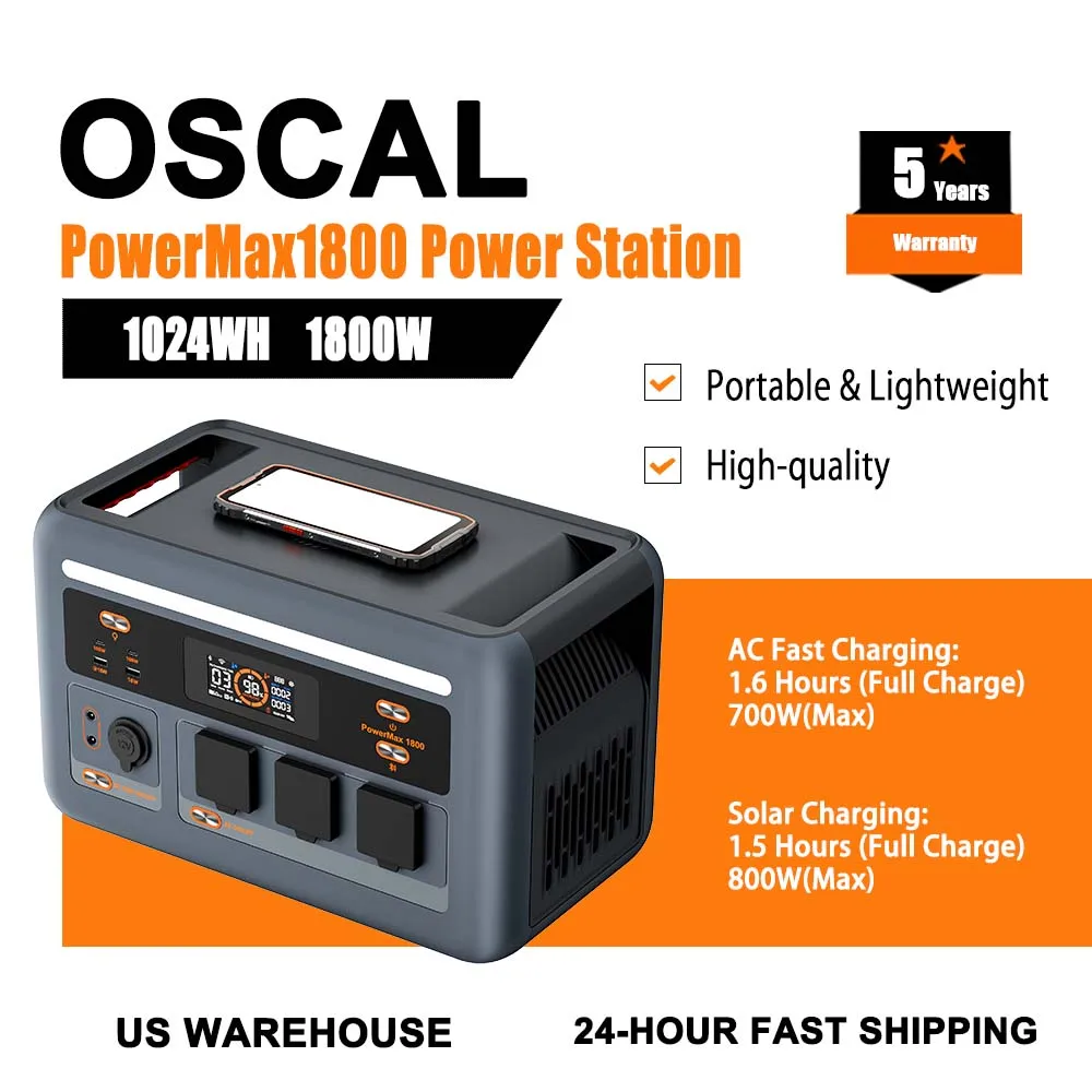 

Outdoor 1800W Power Station 1024WH Capacity Solar Mobile Power,Phone Wireless Charging For Portable,Lightweight When Traveling