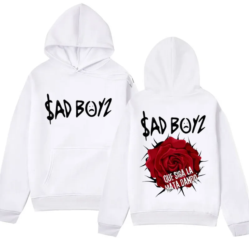 Singer Junior H Sad Boyz Graphic Hoodie Men's Clothing Fashion Oversized Hip Hop Sweatshirts Vintage Gothic Harajuku Pullover