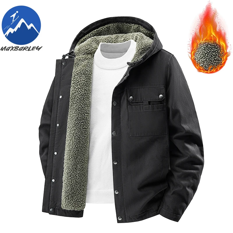 

High Quality Fleece Jacket Mens Hooded Outdoors Hunting Thick Warm Coat 2026 Male Working Multi-functional Winter Windbreaker