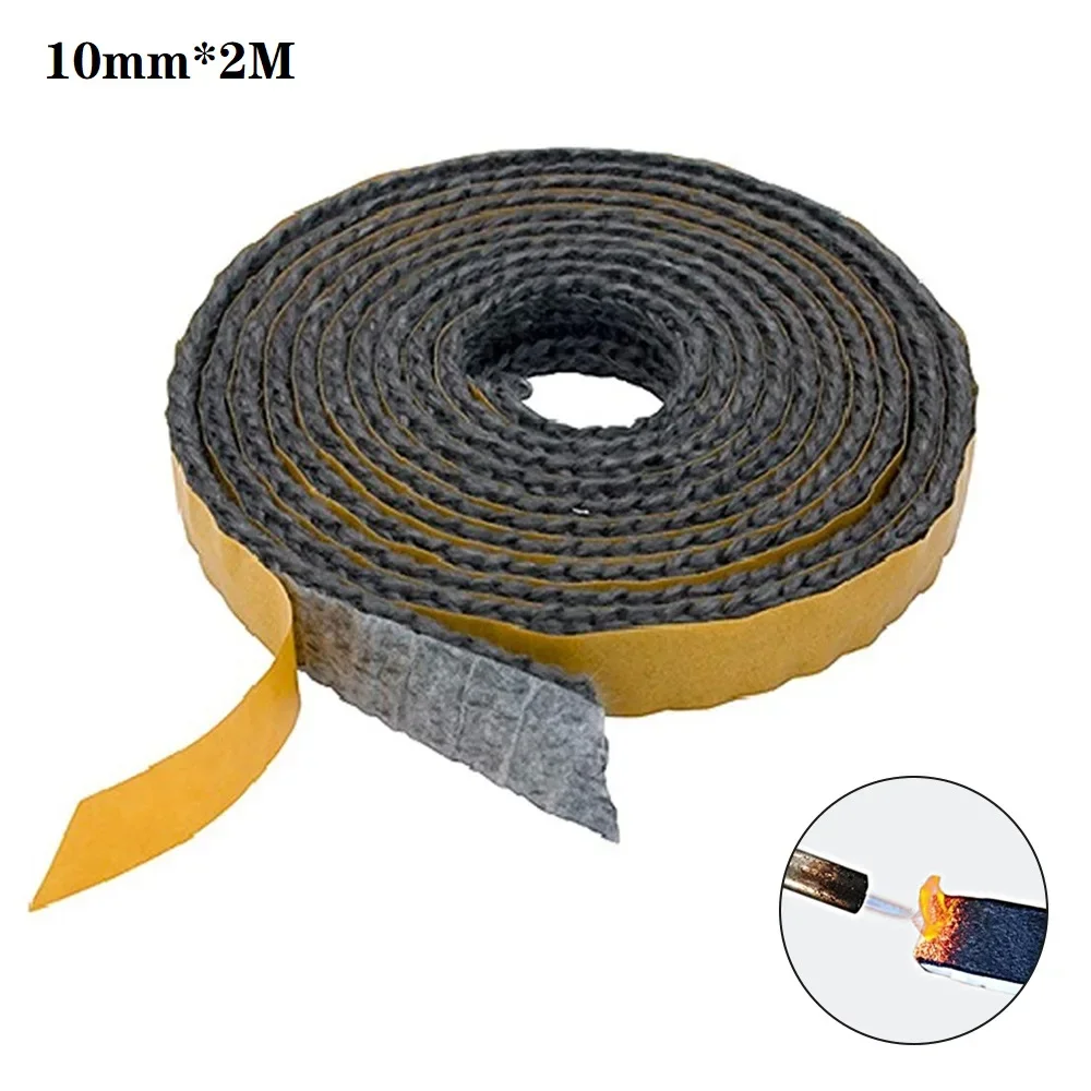 Black Flat Stove Rope Self Adhesive Fiberglass Seal Stove Fire Rope Fireplace Door Sealing Cord Replacement Stove Rope 2x10mm