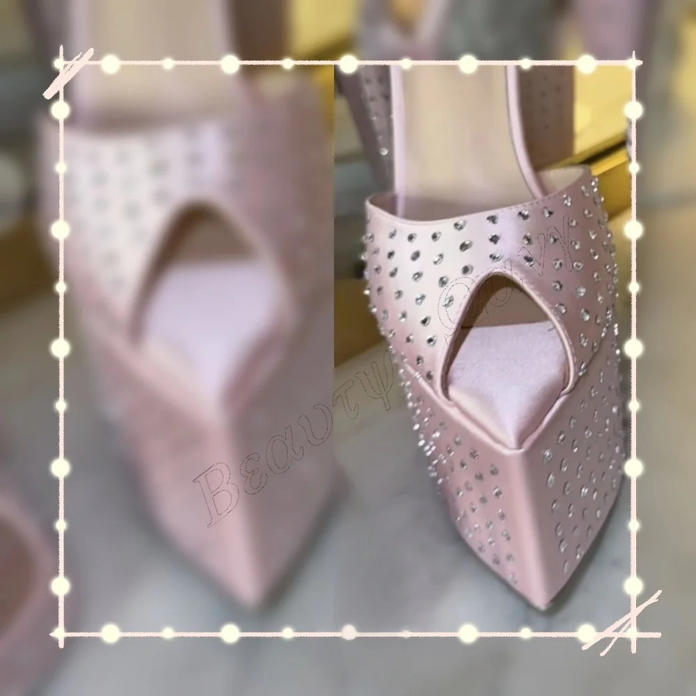 

Туфли-лодочки на платформе с розовым кристаллом и декором, тапочки на высоком каблуке с острым носком, женские туфли на тонком высоком каблуке, 2025 Zapatos Para Mujere