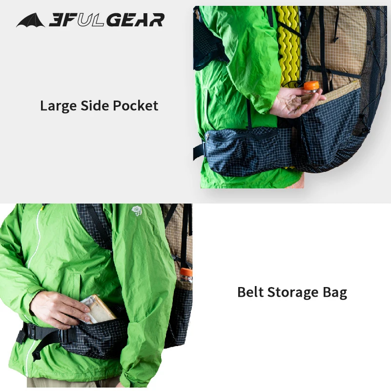 3F UL GEAR QIDIAN PRO 46+10L Outdoor Large Capacity Travel Backpack Camping Equipment 880G Ultralight UHMWPE Waterproof Bag Belt