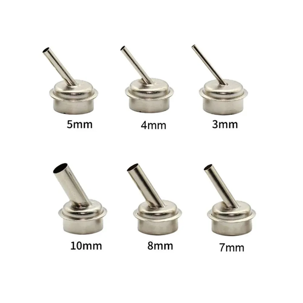 6 Stainless Steel 45 Degree Bent Curved Nozzles for QUICK 861DW Hot Air Rework Station Multi Size Tips for Accurate Thermal Work