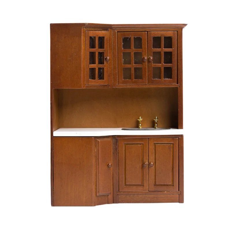 Mini mueble de cocina para casa de muñecas, modelo de juego de comida en miniatura, juego de mostrador de fregadero, regalo decorativo, 1:12