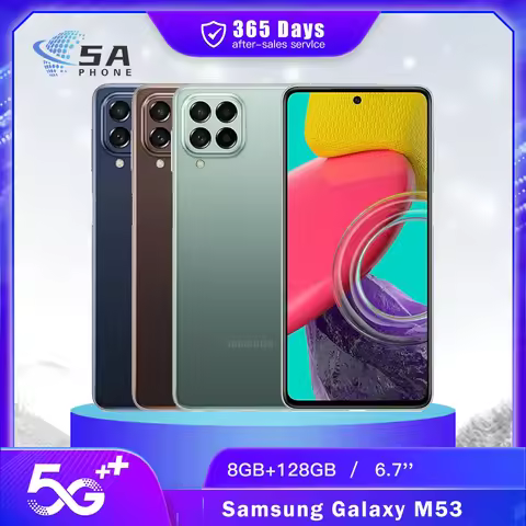 Original Samsung Galaxy M53 M536S 5G Mobile Phone NFC 6.7'' 8GB RAM 128GB ROM 108MP+32MP 4K@30fps Octa-Core galaxy m53