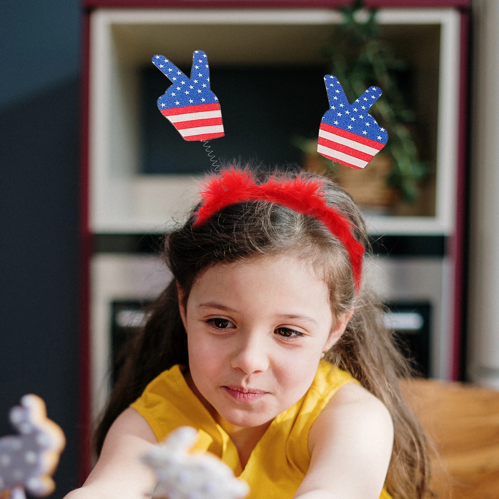 

6pcs Flag Hat Headband Patriotic Star Hairband Independence Day Party Female Headpiece Carnival Accessory Lightweight Durable