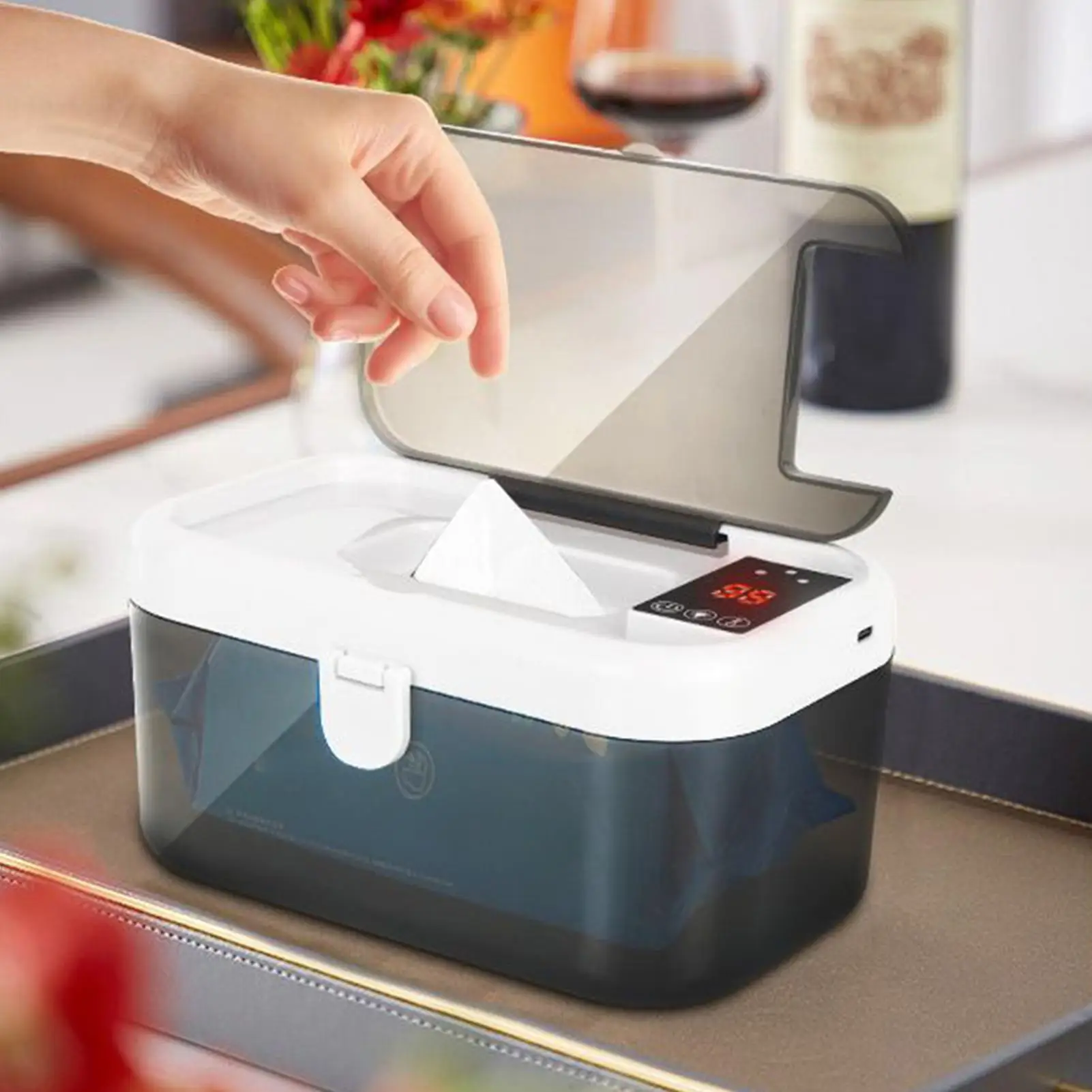 ベビーワイプウォーマーおむつワイプウォーマーとディスペンサー、ライト付き、USB充電式、キャンプ、車、旅行、ロードトリップ用ベビー用品