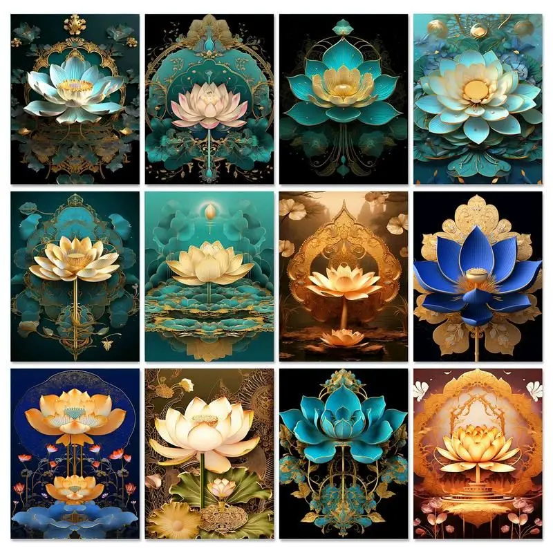 

DIY 5D Diamond Painting Lotus Picture Diamond Mosaic Art Embroidery Cross Stitch Kits Flower Home Decoration