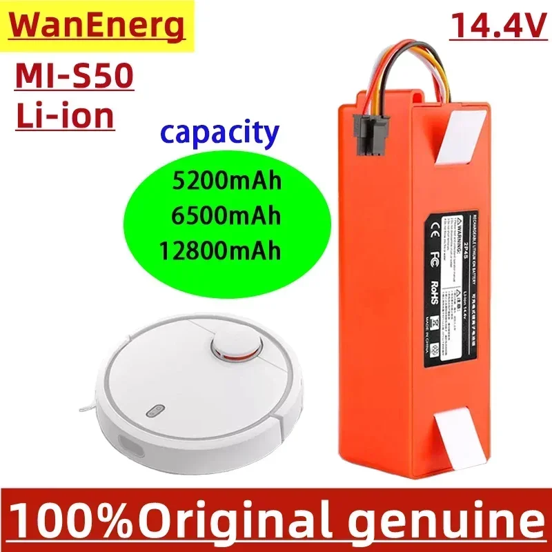 Original 14.4V 6500mAh Robotic Vacuum Cleaner Replacement Battery For Xiaomi Roborock S55 S60 S65 S50 S51 S5 MAX S6 Parts