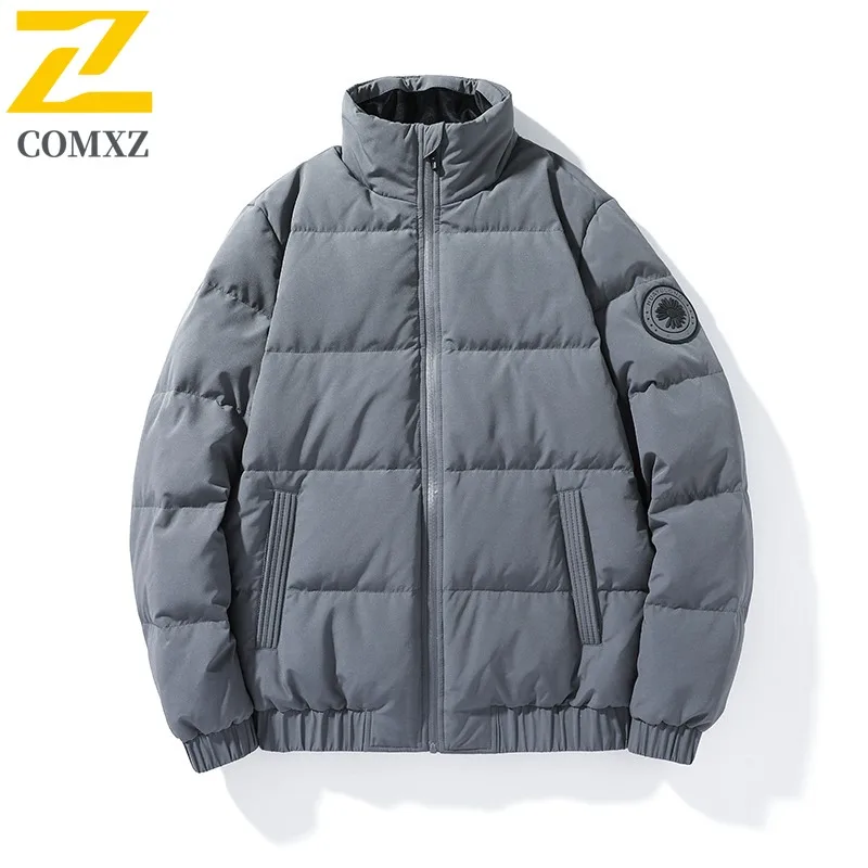 COMXZ Men Cotton Coat Casual Solid Color Outdoor Camping Cold Resistant Jacket Leisure Style Lightweight Autumn Winter Garment