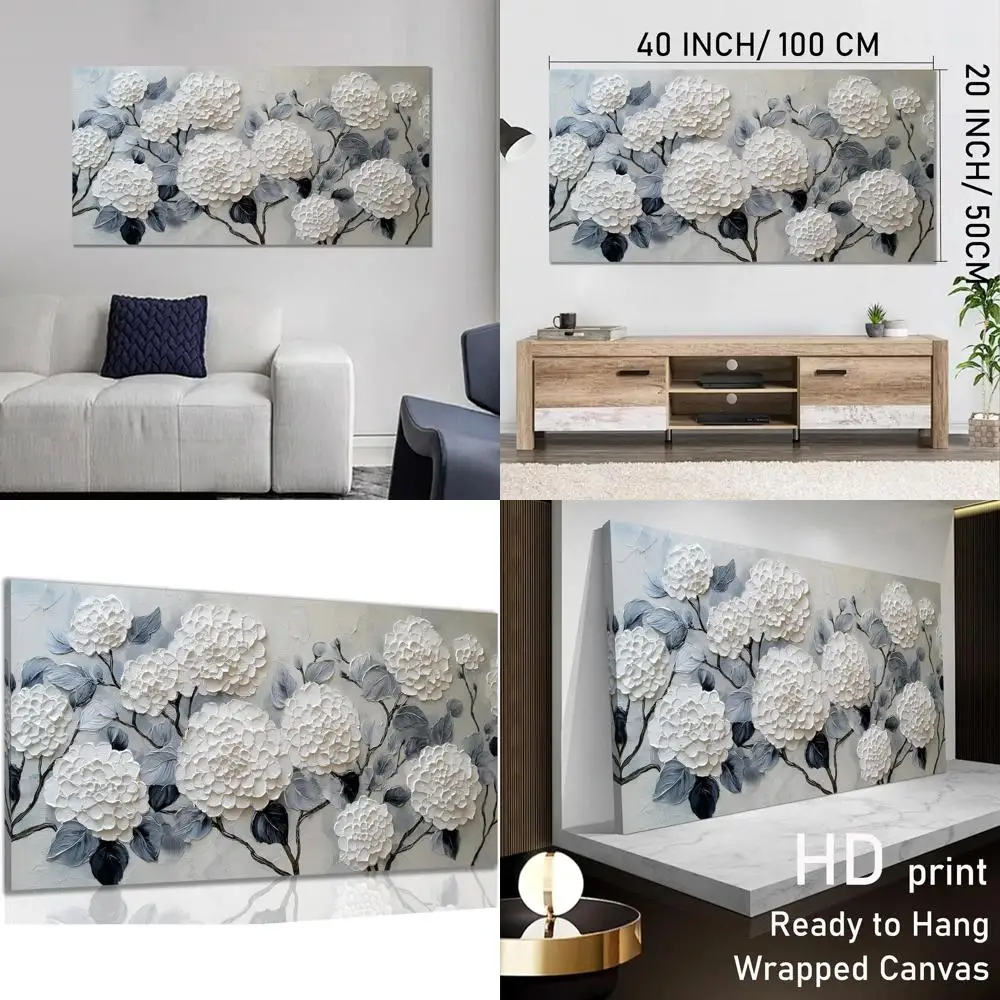 

Large Modern Floral Canvas Art - 20x40 Inches, Suitable for Bedroom, Living Room, Kitchen, and Office