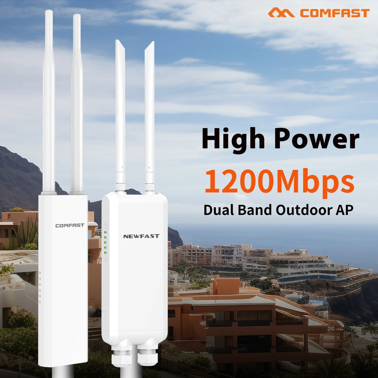 

1200Mbps Outdoor WiFi AP/Router Wi-fi Long Range Signal Extender Gigabit Amplifer 2.4G/5GHz Access Point Repeater Booster POE