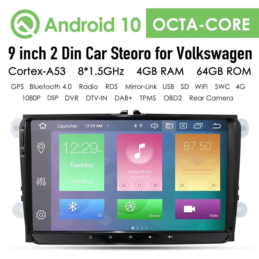 2 Din Car Radio Android for VW Skoda Octavia Golf 5 6 Polo Touran Passat B6 CC Jetta Tiguan 9