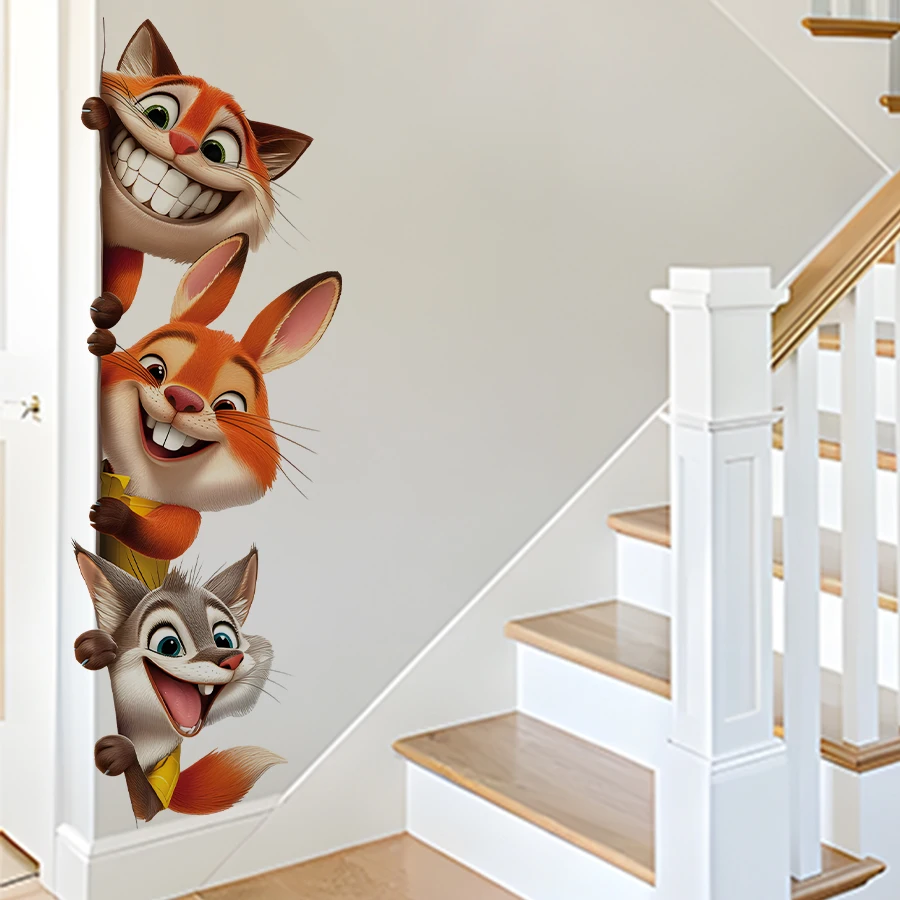 1pcs Cartoon Cute Animals Removable Door Stickers Kids Room Decoration for Bedroom Home Decor PVC Wall Decals Living Room